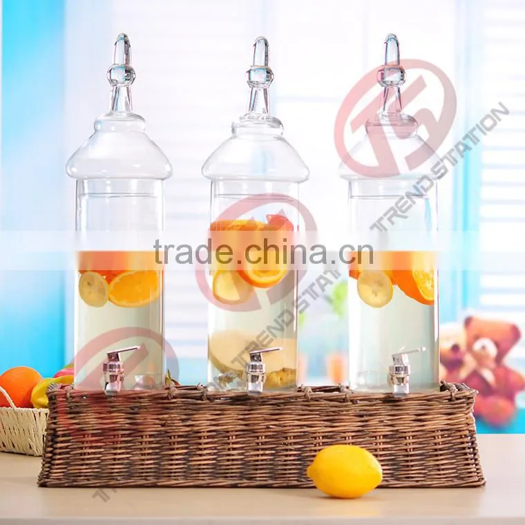 Wholesale glass juice dispenser with willow stand
