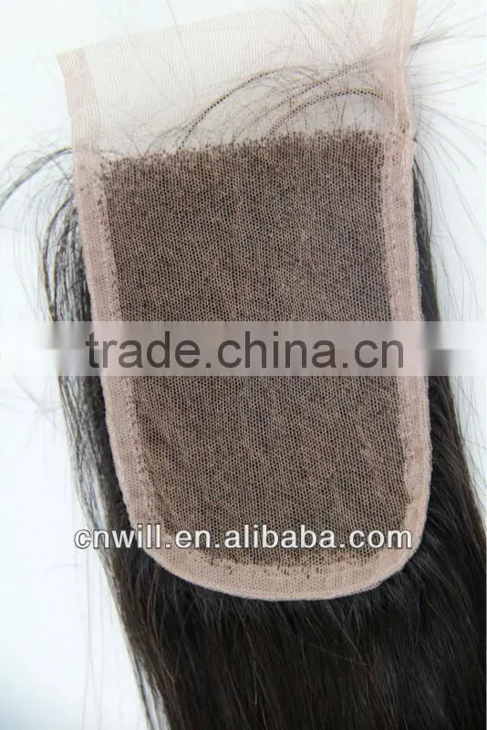 Natural black 4"*4" swiss lace virgin brazilian hair lace closure Brazilian Hair Extension