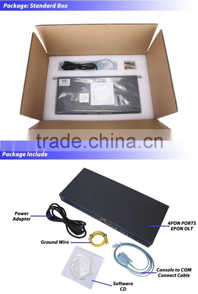 4 PON Port GEPON OLT 20KM transmission Distance 4GE Interface Support WEB Manage
