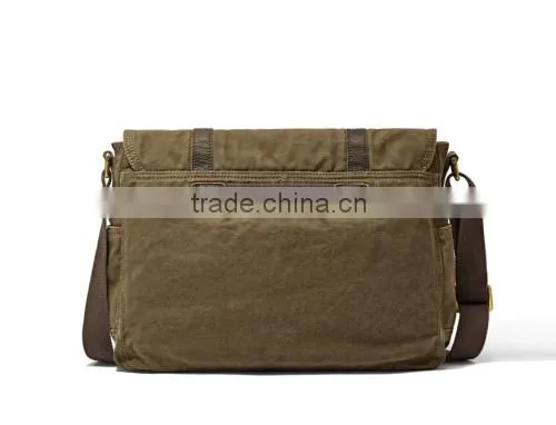 casual cotton canvas laptop briefcase Document Bag with leather trim wholesale
