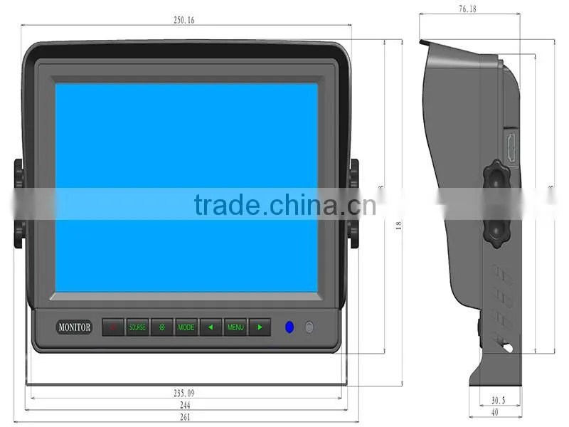 9" HD Car TFT LCD Color Touch Monitor Screen Rearview Display Backup Camera Monitor System for Truck Trailer Bus 4 Video Inputs