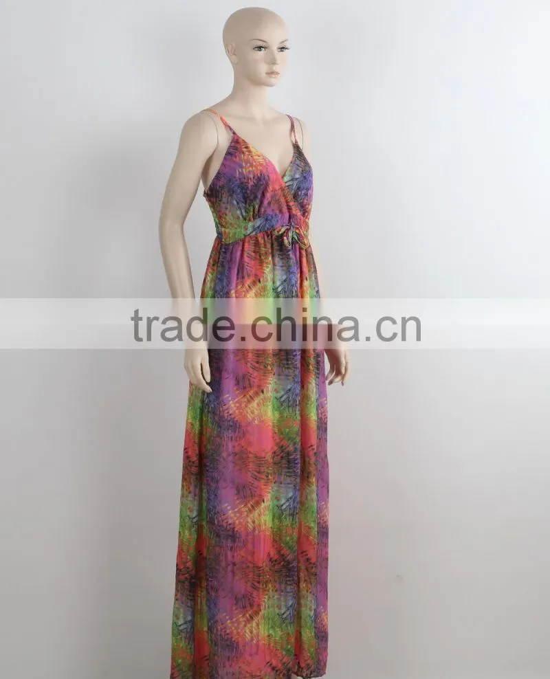 F5S40357 Women Long Print Party Dress