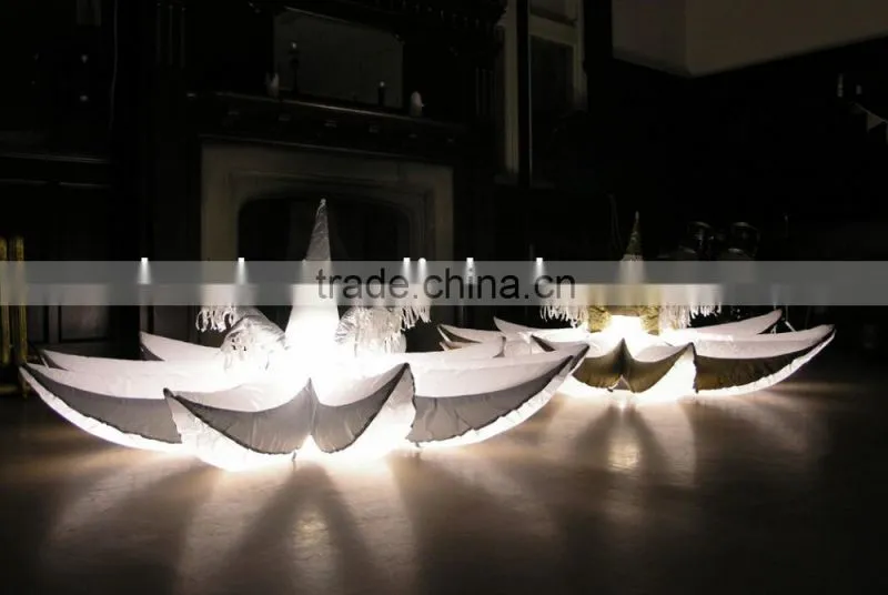 White Lighted Inflatable Lotus on Gound