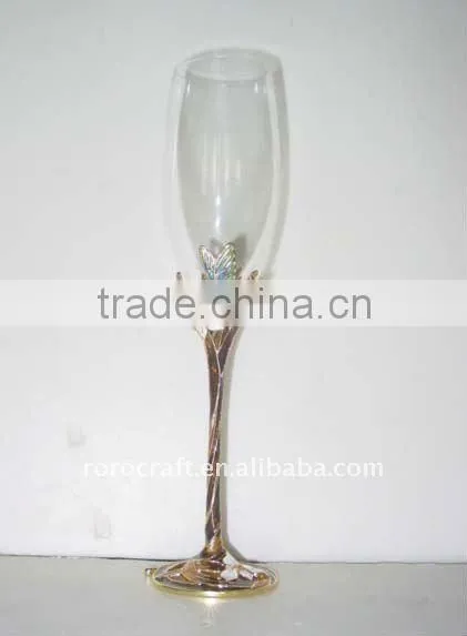 pewter design wedding champagne flute