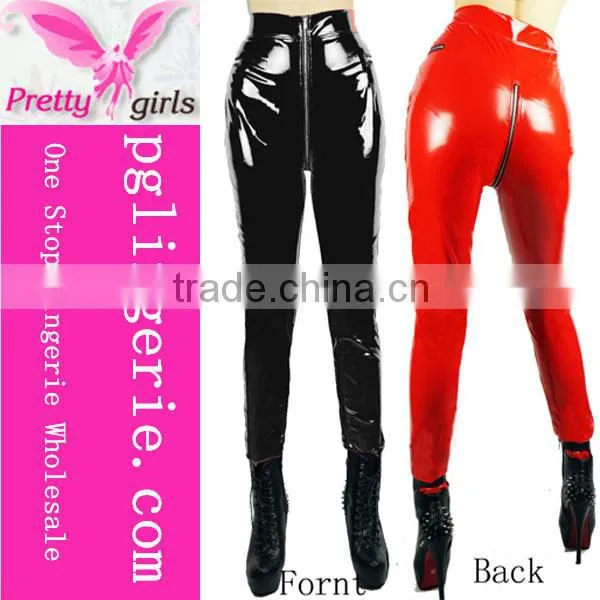 Newest fashion style pvc woman cheap silver leggings wholesale