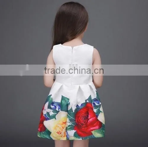 2016 flower printed kid girl baby dress new style summer short Princess baby dress designs