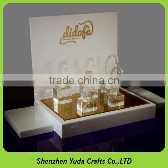 Wooden mdf holder stands acrylic lipstick stand mdf wood cosmetic display for beauty products