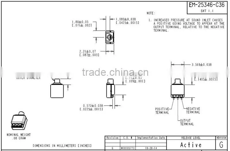 EM 25346 speaker popular omni-directional microphone offered from Knowles