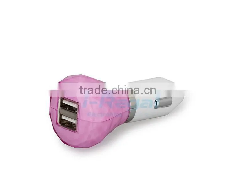 factory CE ROSH certification New design portable dual USB car charger 2.1A with high quality