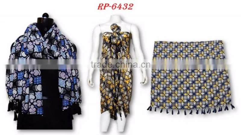 printed poly chiffon pareo