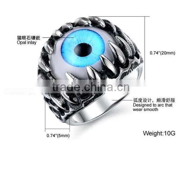 Exaggerated Personality Eye Titanium Steel Rings