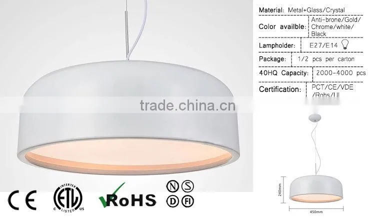 white color kitchen and hotel modern single pendant lighting