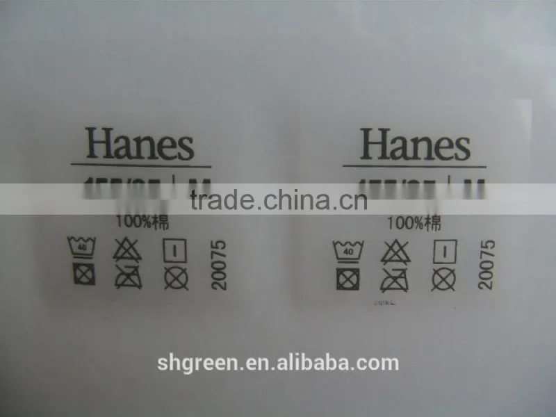 Transparent film size heat transfer label tags for T-shirt