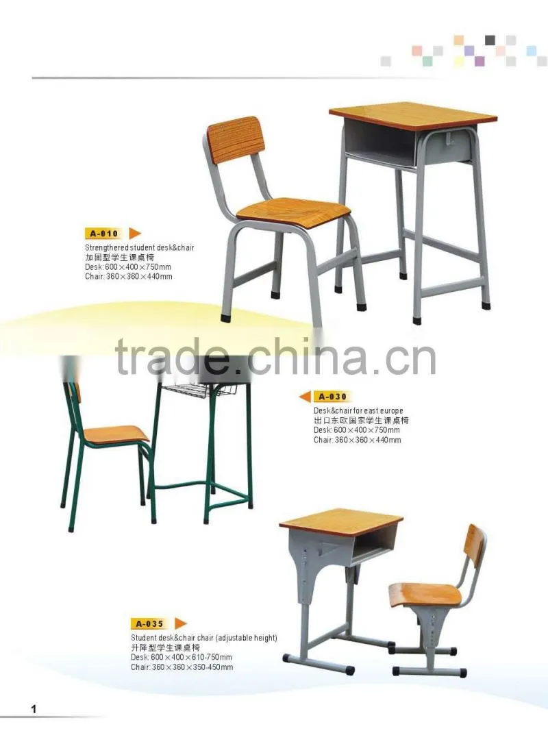 Examination desk & chair for sale student furniture A-017 classroom chair & desk
