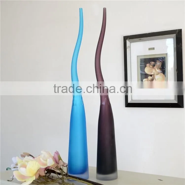 OUBOAO Handmade High Quality 68cm Tall Color Glass Vase For Desktop Decoration Flower Vase