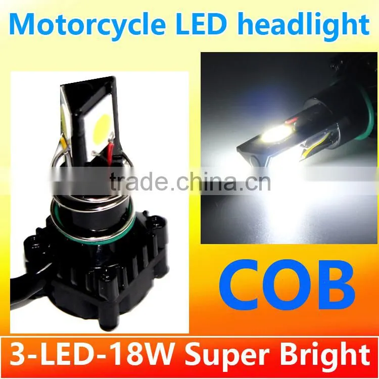 Factory directly wholesale 18W Motorcycle headlamp 3PCS*6W super bright COB LEDs