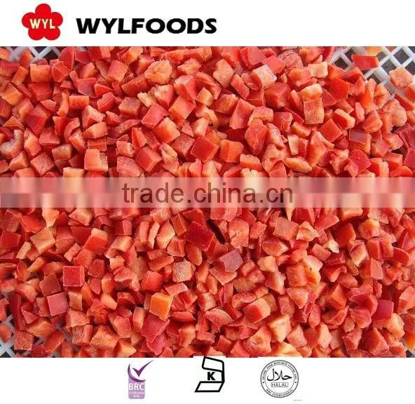 Frozen IQF red chilies dices/crushed,grade A