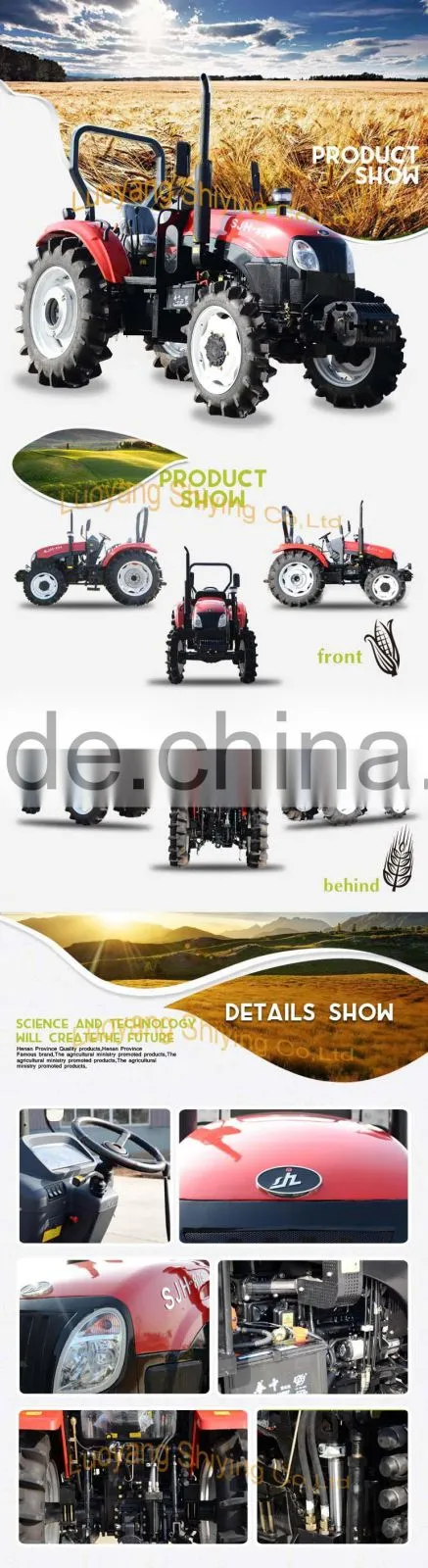 SJH 80HP agricultural wheel tractor farm with after sale service