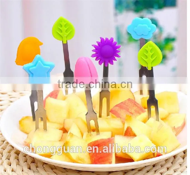 Free sample!!!Halloween party New Design ECO-friendly FDA&LFGB silicone fruit fork ,silicone fruit forks
