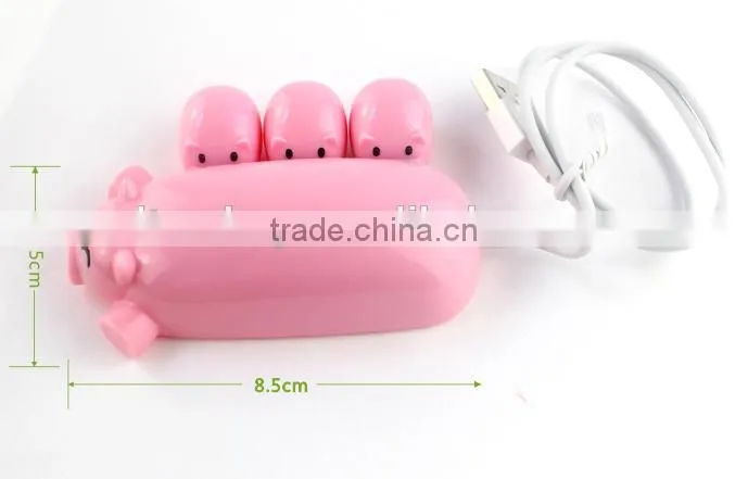 New Arrival Lovely Cartoon Pig Design 3 Port USB Hub 2.0 USB Interface Promotion Gift Choice Present With Card Reader Function