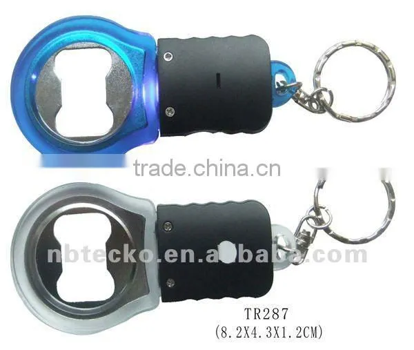 LED flashlight with bottle opener and keychain