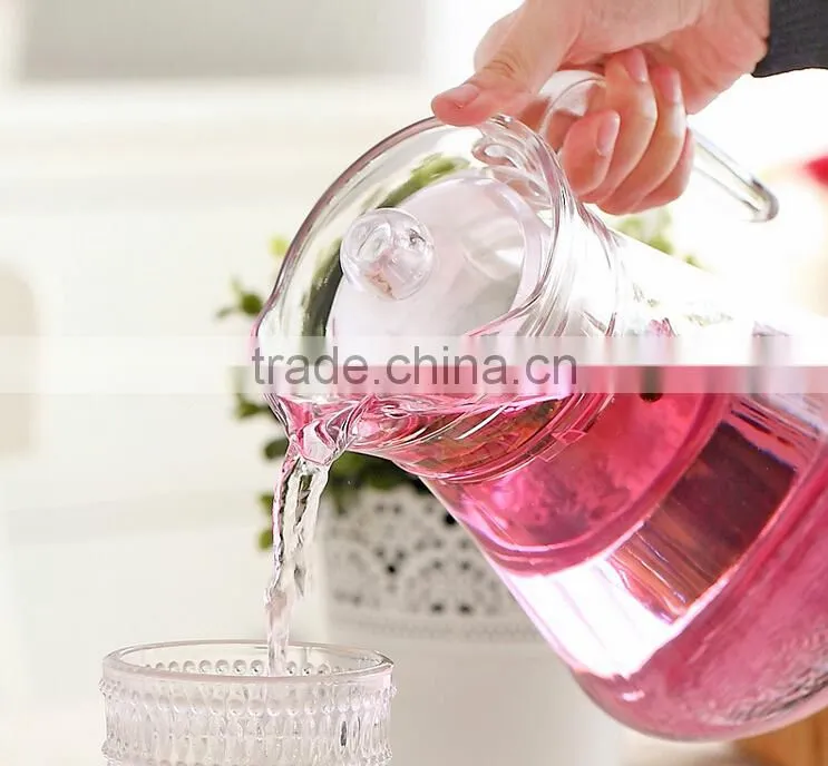 Hot selling good quality glass water jug with spout with lid