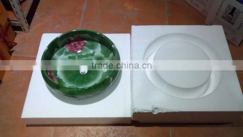 Lotus painted bathroom ceramic sinks
