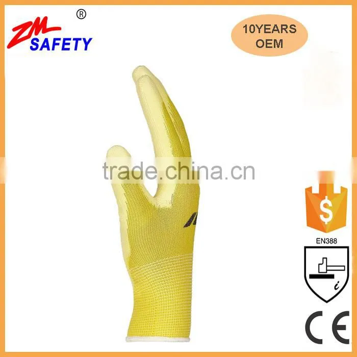 General Purpose Work Safety Orange PU Hand Gloves with Seamless Knitted Shell
