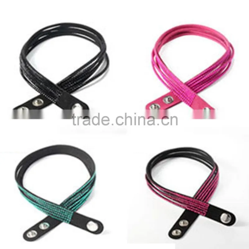 Popular PU Leather Bracelet, Hot Sale Gift Leather with Crystal Gem Decoration
