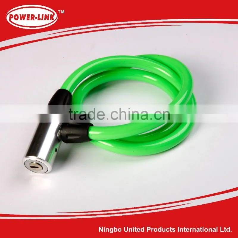 2016 Hot sales Green plastic alloy practical safe bicycle bike cable lock