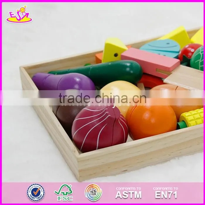 2017 New design children pretend play cutting wooden toy food W10B173