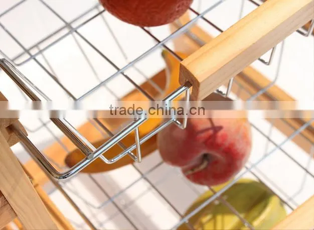 2016 good quality and competitive price wooden kitchen trolley with three metal wire brackets/ceramic tile on top with drawer