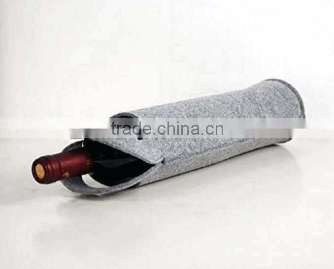 Light Gray Felt Single Bottle Wine Bag (TM-FT017)