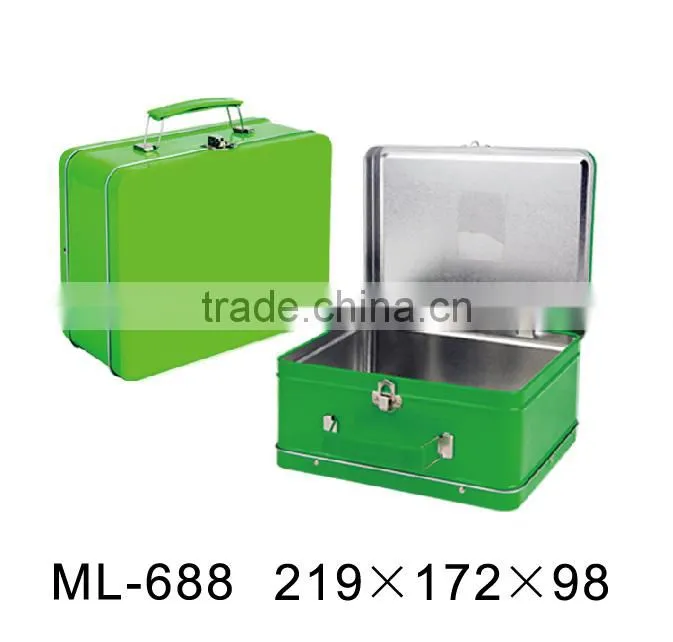 Hot sale!Food grade lunch tin box with handle and lock