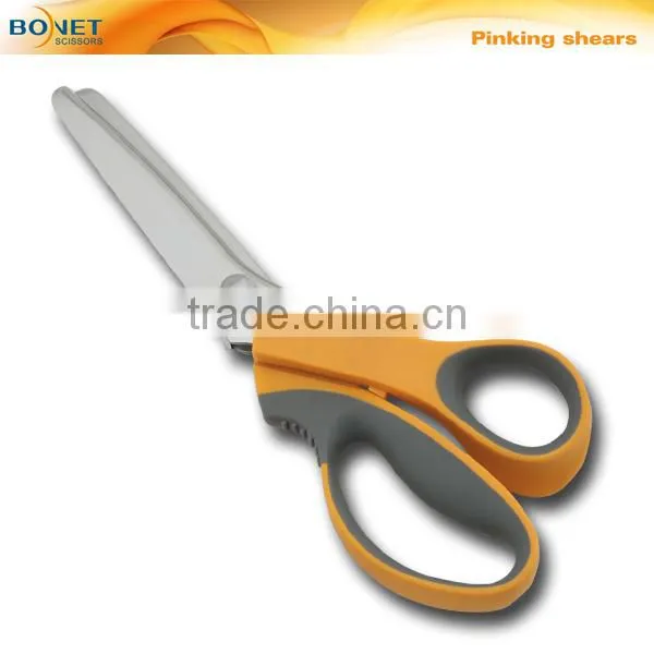 S21022 LFGB certificated 9-1/4" Pinking scissors with Orange handle cloth shears