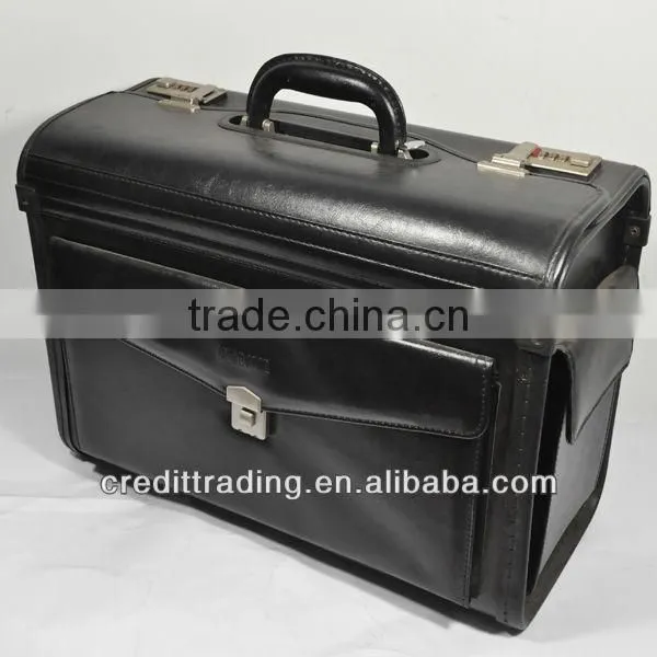 leather pilot trolley case