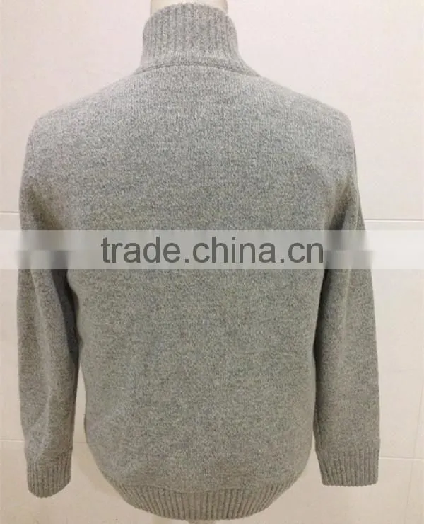 Mens zipper cardigan lambswool sweater coat with lining