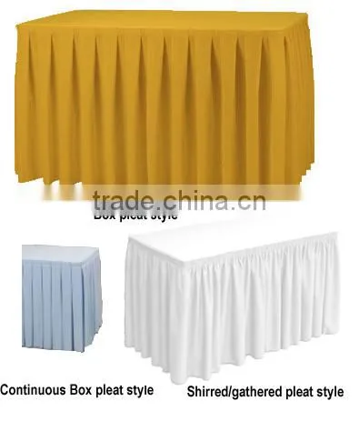 Polyester Table skirting, satin skirt for hotel sale