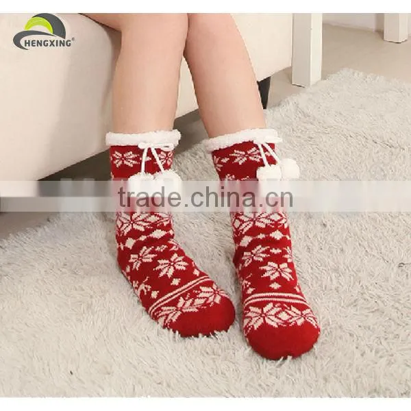 Knitted Long Young Girls Red Legging Tube Socks