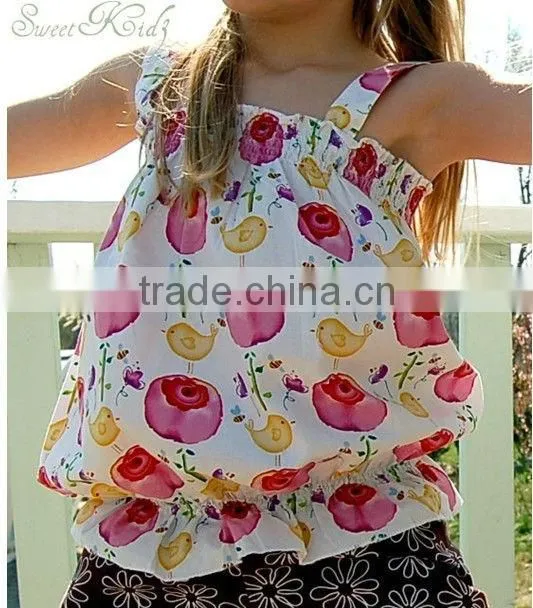 Wholesale baby clothing sets baby floral design ruffle top with nice ruffle pants set