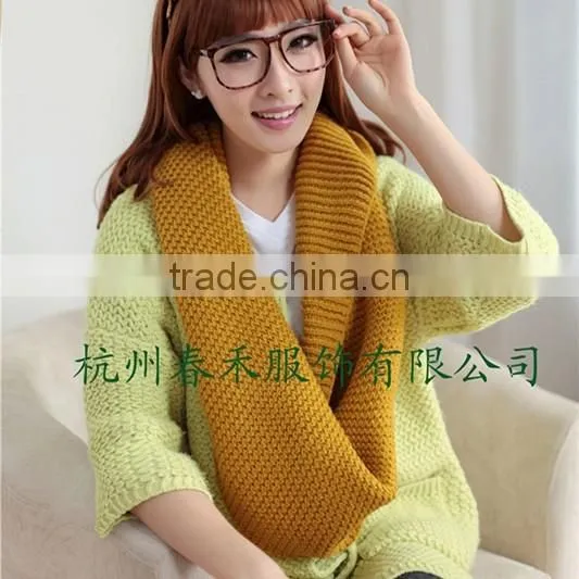 various girls fashion plain color knitted round neck warmer scarf