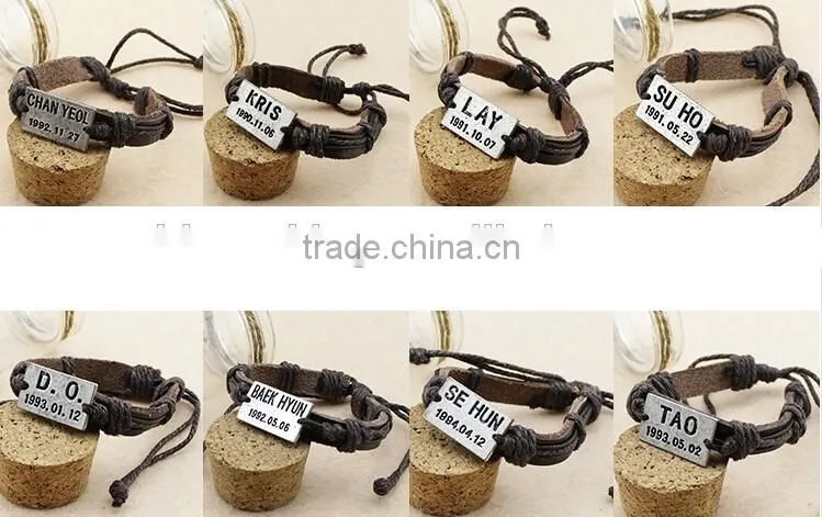 love charm leather bracelet love letter charm leather bangle custom charm leather bracelet