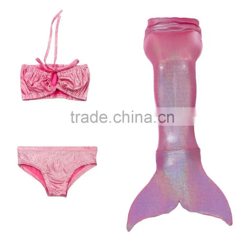 3pcs Girl Kids Mermaid Tail Swimmable Mermaid Swimsuit Girls Bikini Set Bathing Suit Swimwear 3-12 Years Old