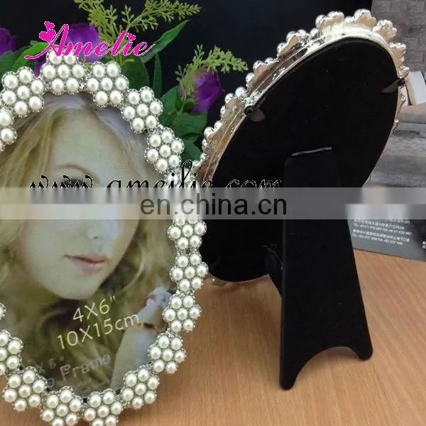 A8028 6 inch metal pearl white color wedding photo picture frame