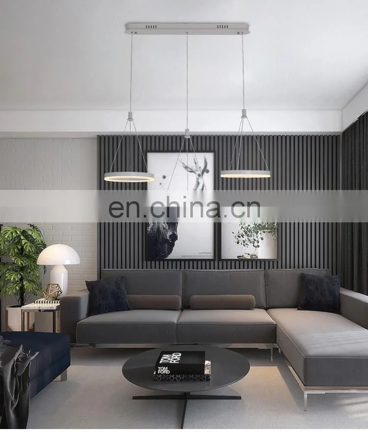 Restaurant chandelier three head simple modern restaurant lamp creative art LED strip dining room lamp black table lamp