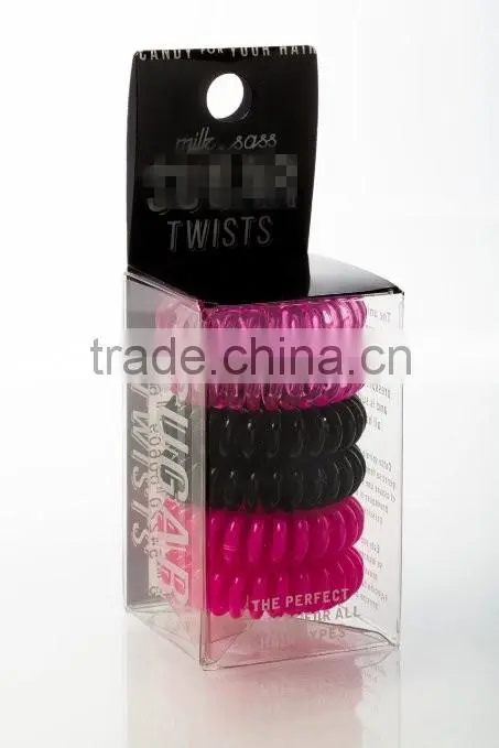Mix Color Phone Cord Twisted Plastic Gummy Hair Bobbles Elastics Ponytail Hold