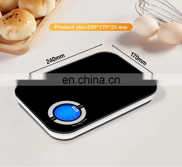 Hot Selling USB Rechargeable Glass Printing Logo Design Digital Household LCD 5kg Kitchen Scale