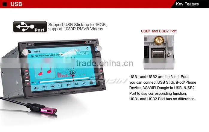 Erisin ES7648V 2 Din 7 inch Car Radio Bluetooth for Golf 4 Jetta