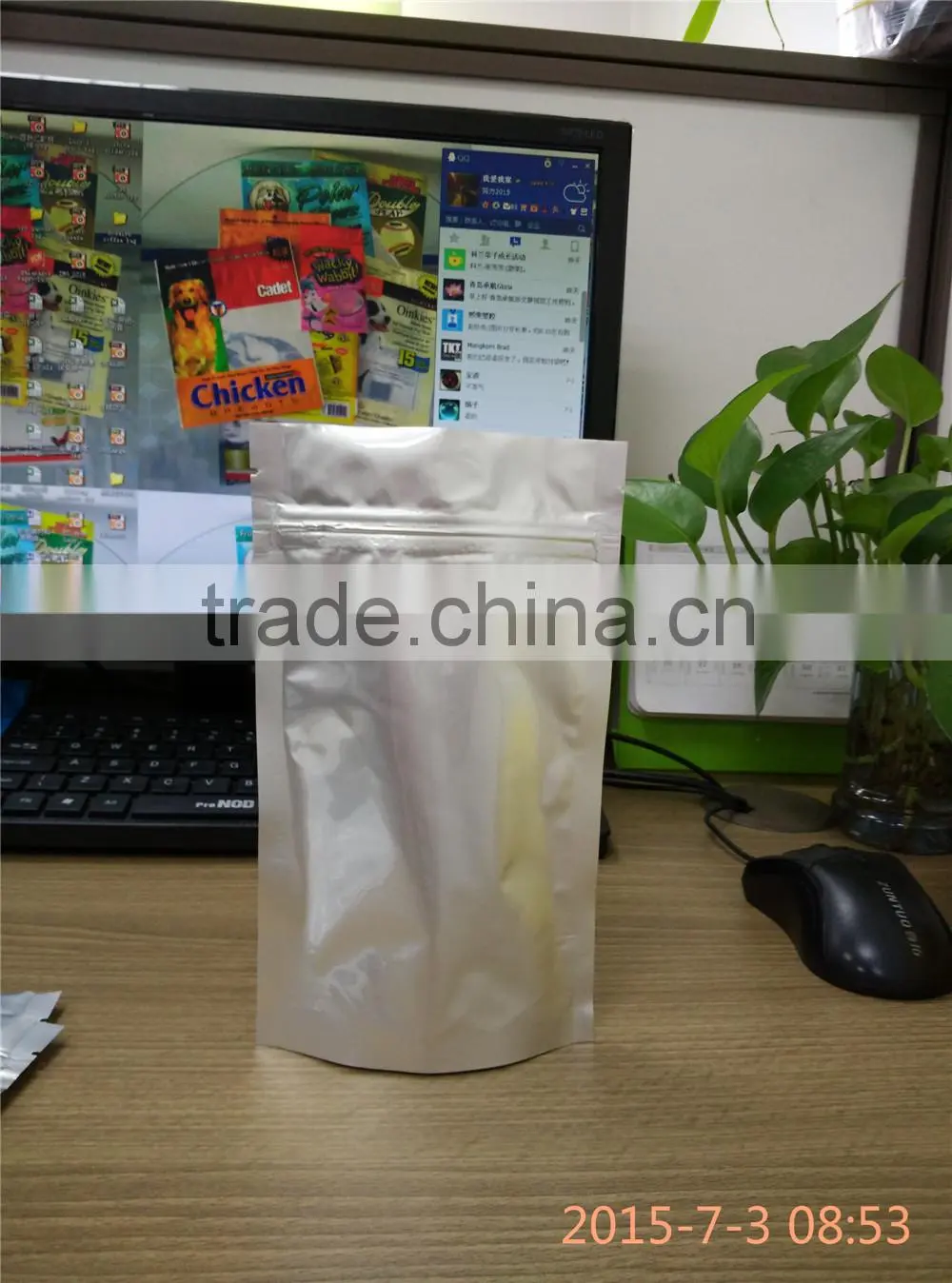 Plastic aluminum foil stand up zipper bags for food packaging