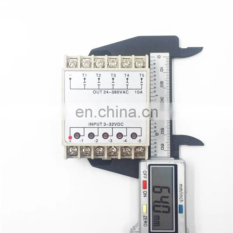 PN5-10DA Din Rail SSR 5 Channel Quintuplicate Five Input Output 24VDC Single Phase DC to AC 10A Solid State Relay